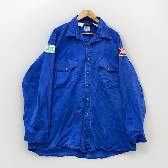 VTG Workrite Benchmark Flame Resistant Carhartt Type Button Down Shirt 50-R XL - Picture 1 of 10
